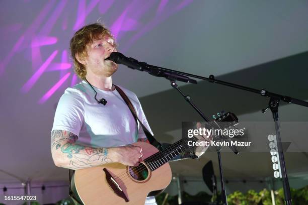 Ed Sheeran performs live for SiriusXM at the Stephen Talkhouse on August 14, 2023 in Amagansett, New York.