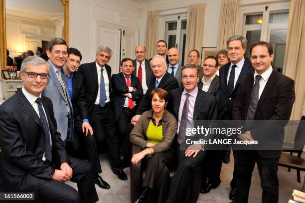 Herve Morin And His Team For 2012 Campaign. Paris, 19 janvier 2011 : l'ancien ministre de la Défense Hervé MORIN, président du Nouveau Centre et...