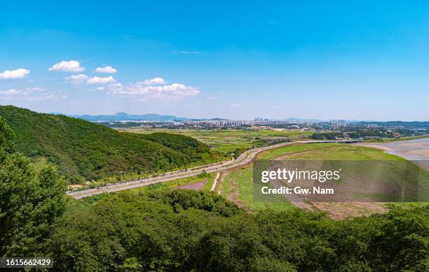 landscape seen from mt.odusan - goyang stock-fotos und bilder