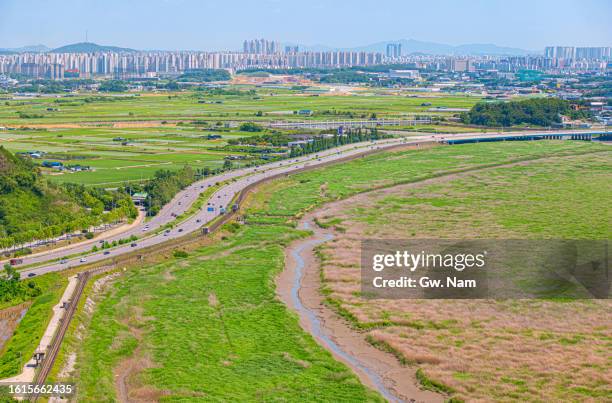 landscape seen from mt.odusan - 高陽市 ストックフォトと画像