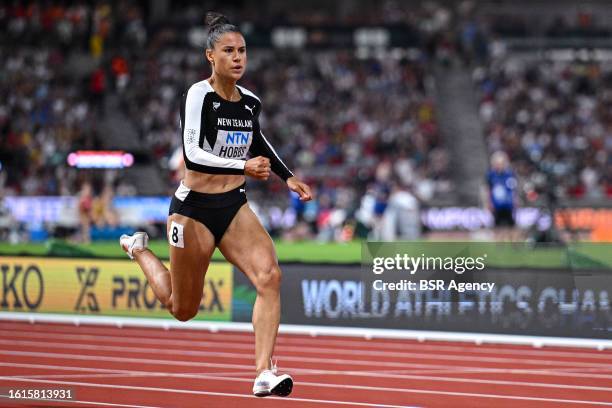 Zoe Hobbs of New Zealand competing in 100m Women Semi-Final during Day 3 of the World Athletics Championships Budapest 2023 at the National Athletics...