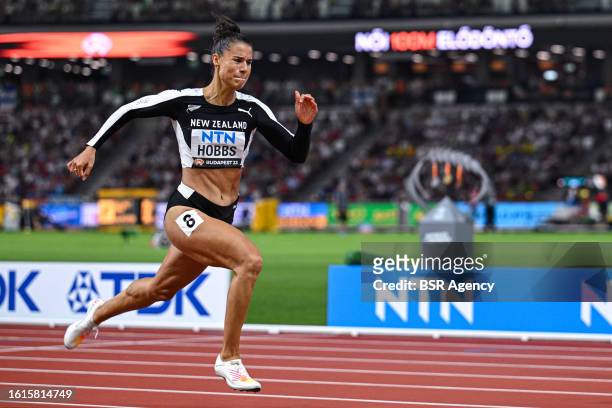 Zoe Hobbs of New Zealand competing in 100m Women Semi-Final during Day 3 of the World Athletics Championships Budapest 2023 at the National Athletics...
