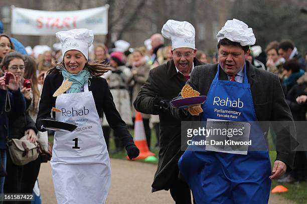 The annual Parliamentary Pancake Race takes place in front of the Houses of Parliament on Shrove Tuesday on February 12, 2013 in London, England. Now...