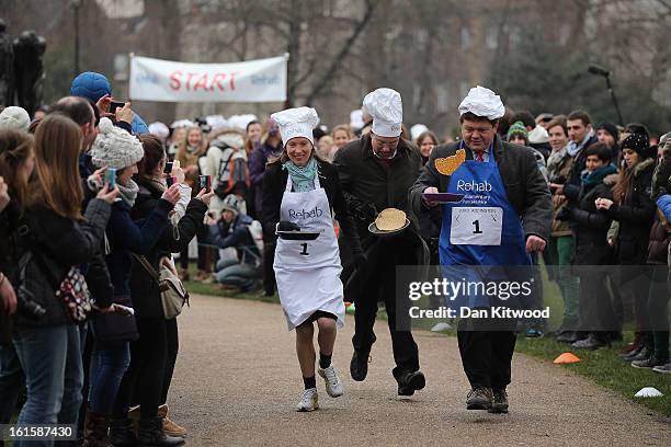 The annual Parliamentary Pancake Race takes place in front of the Houses of Parliament on Shrove Tuesday on February 12, 2013 in London, England. Now...