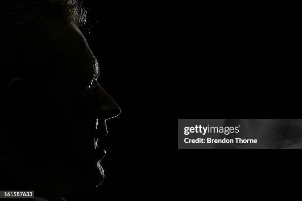 Head of Hyundai A-League, Damien de Bohun addresses the media during the FFA Australian Football Fan Forum at The Star on February 12, 2013 in...