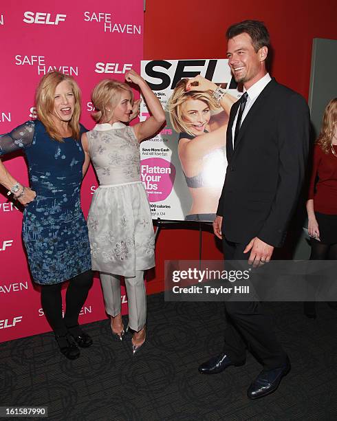 Magazine Editor-in-Chief Lucy Danziger, actress Julianne Hough, and actor Josh Duhamel attend a New York screening of 'Safe Haven' at Landmark...