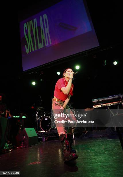 Recording Artist Skylar Grey performs in concert for Myspace LIVE at the Key Club on February 11, 2013 in West Hollywood, California.