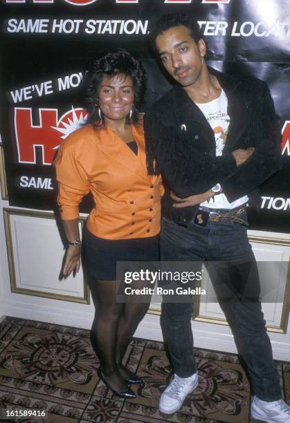Singer Lisa Lisa and musician Alex "Spanador" Moseley attend the Press Conference to Announce the Switch of the New York City Radio Station Hot 103...