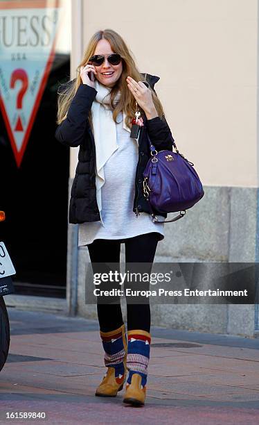 Actress Esmeralda Moya, several months pregnant, is seen on February 4, 2013 in Madrid, Spain.