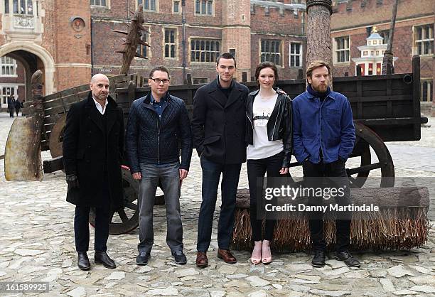 Stanley Tucci, Bryan Singer, Nicholas Hoult, Eleanor Tomlinson and Ewan McGregor attend a photocall for 'Jack The Giant Slayer' at Hampton Court...