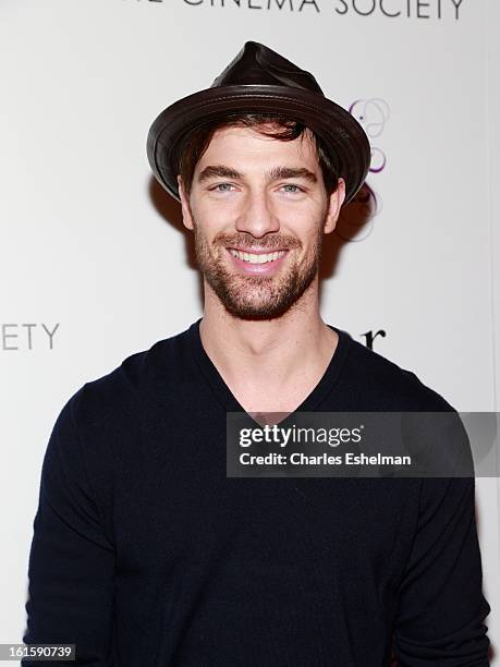 Model Cory Bond arrives at The Cinema Society And Dior Beauty host a screening of "Beautiful Creatures" at Tribeca Cinemas on February 11, 2013 in...