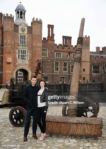 Nicholas Hoult and Eleanor Tomlinson attend a photocall for 'Jack The Giant Slayer' at Hampton Court Palace on February 12, 2013 in London, England.