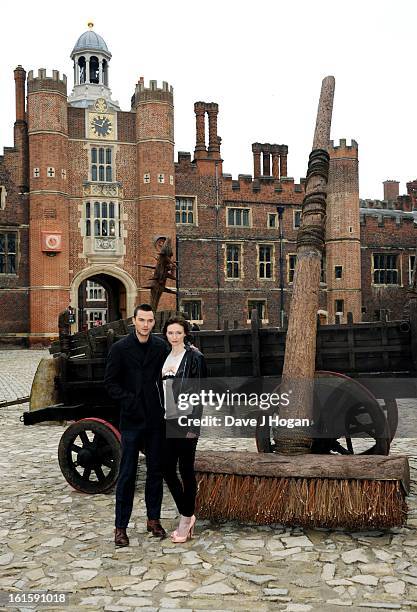 Nicholas Hoult and Eleanor Tomlinson attend a photocall for 'Jack The Giant Slayer' at Hampton Court Palace on February 12, 2013 in London, England.