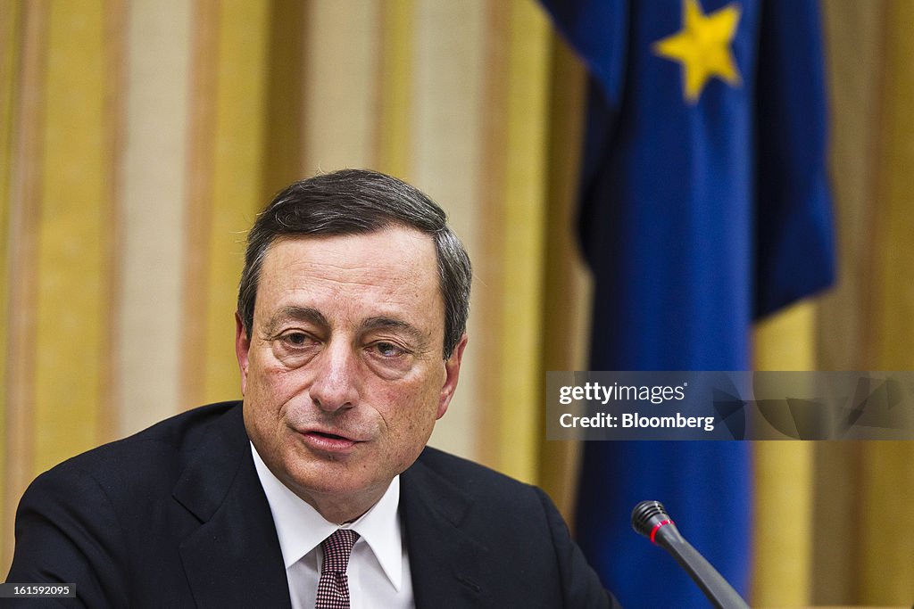 ECB President Mario Draghi News Conference In Spain