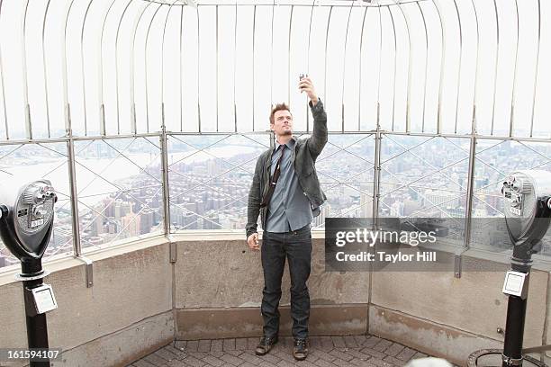 Actor Josh Duhamel takes a "selfie" picture at The Empire State Building on February 12, 2013 in New York City.