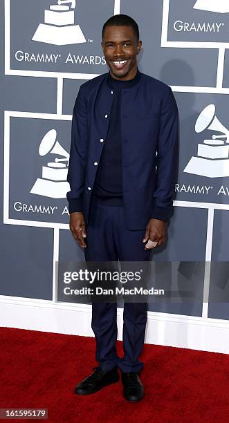 Frank Ocean arrives at the 55th Annual Grammy Awards at the Staples Center on February 10, 2013 in Los Angeles, California.