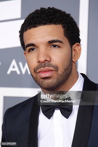 Drake arrives at the 55th Annual Grammy Awards at the Staples Center on February 10, 2013 in Los Angeles, California.