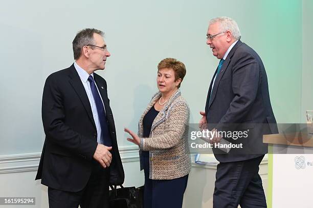 Ireland’s Minister for Trade and Development and chair of the Informal meeting of Development Ministers, Joe Costello with Andris Piebalgs , European...