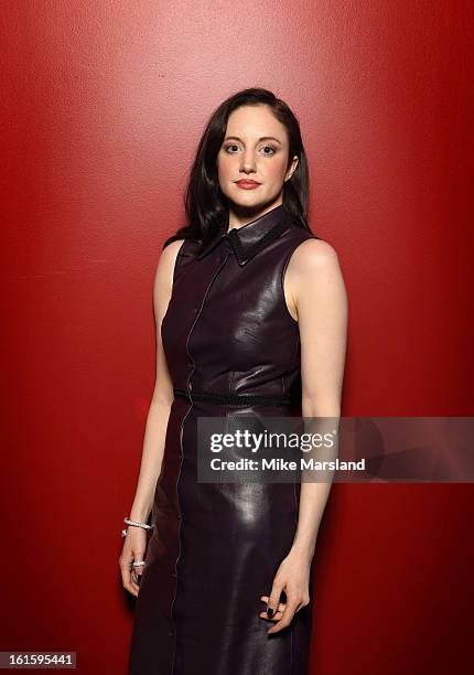 Andrea Riseborough poses in the portrait studio at the Pre-Bafta party hosted by EE and Esquire ahead of the 2013 EE British Academy Film Awards at...