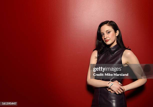 Andrea Riseborough poses in the portrait studio at the Pre-Bafta party hosted by EE and Esquire ahead of the 2013 EE British Academy Film Awards at...