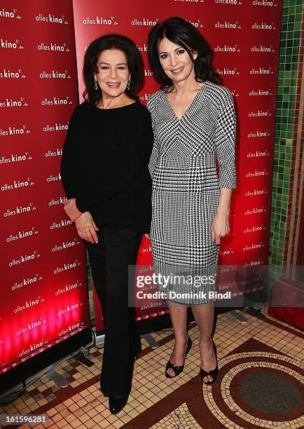 Hannelore Elsner and Iris Berben attend the Alles Kino.De - Lounge during the 63rd Berlinale International Film Festival at the Pauly Saal on...