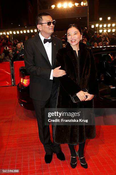 Wong Kar Wai and his wife Esther attend 'Side Effects' Premiere - BMW at the 63rd Berlinale International Film Festival at Berlinale Palast on...