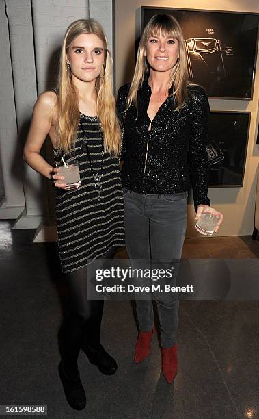 Tiger Lily Taylor and mother Deborah Leng attend the launch of the Vertu Ti at the London Film Museum, Covent Garden on February 12, 2013 in London,...