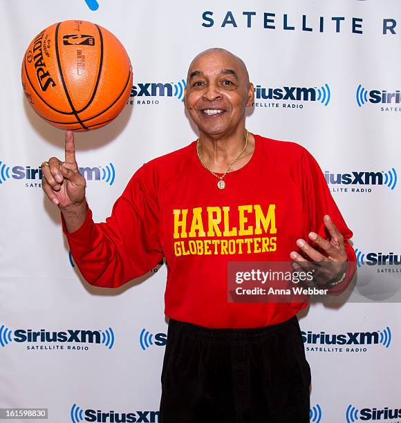 Harlem Globe Trotter Curly Neal visits SiriusXM Studios on February 12, 2013 in New York City.