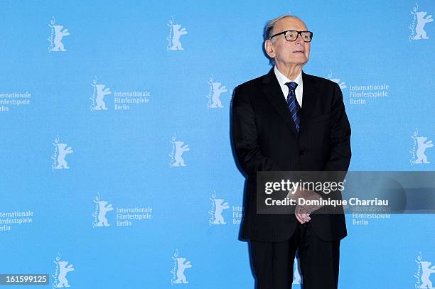 Composer Ennio Morricone attends the 'The Best Offer' Photocall during the 63rd Berlinale International Film Festival at the Grand Hyatt Hotel on...