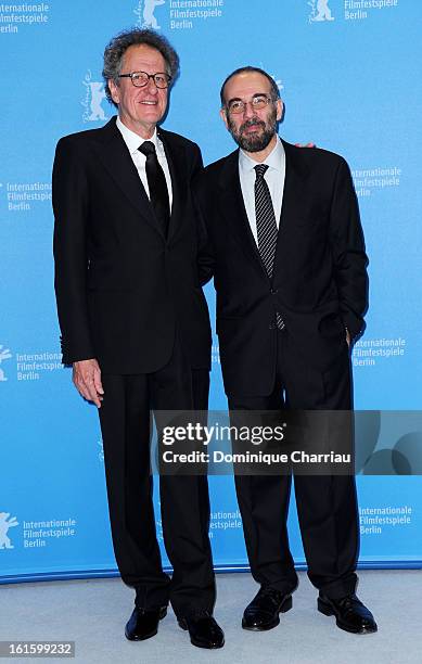 Actor Geoffrey Rush and director Giuseppe Tornatore attend 'The Best Offer' Photocall during the 63rd Berlinale International Film Festival at the...