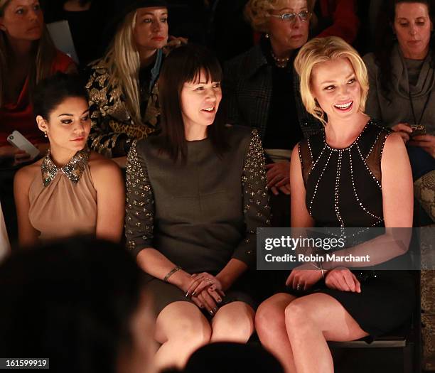 Actress Vanessa Hudgens and actress Katherine Heigl attends Jenny Packham during Fall 2013 Mercedes-Benz Fashion Week at The Studio at Lincoln Center...