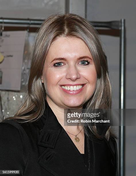 Designer Jenny Packham attends Jenny Packham during Fall 2013 Mercedes-Benz Fashion Week at The Studio at Lincoln Center on February 12, 2013 in New...
