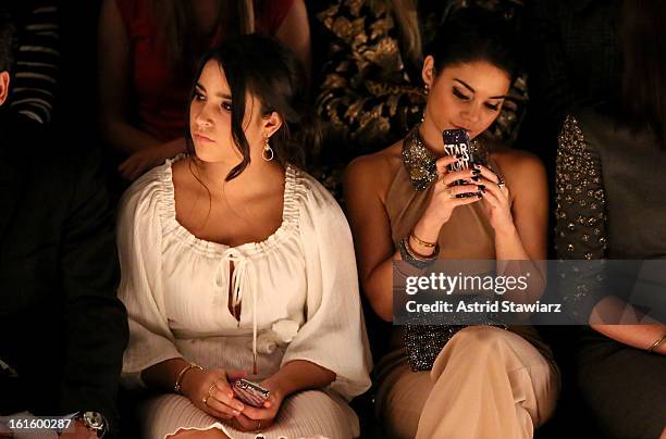 Gymnast Alexandra Raisman and actress Vanessa Hudgens attend the TRESemme At Jenny Packham Fall 2013 fashion show during Mercedes-Benz Fashion Week...