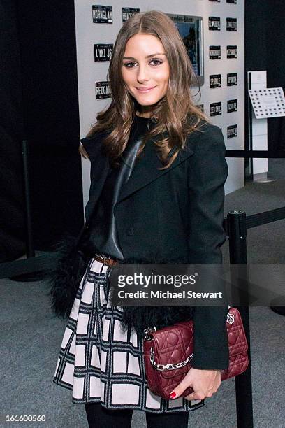 Personality Olivia Palermo attends Vera Wang during fall 2013 Mercedes-Benz Fashion Week at The Stage at Lincoln Center on February 12, 2013 in New...