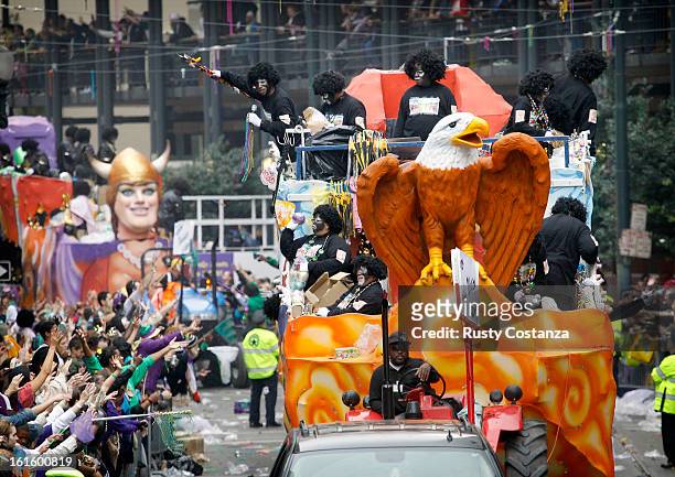 Float in the Krewe of Zulu parade makes it way down St. Charles Avenue in New Orleans on Mardi Gras Day. Fat Tuesday, the traditional celebration on...