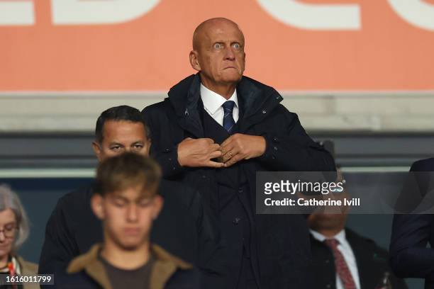 Chairman of Referees Committee Pierluigi Collina is seen prior to the FIFA Women's World Cup Australia & New Zealand 2023 Semi Final match between...