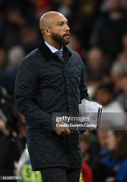 Former Manchester United footballer and Television pundit Tim Howard during the Premier League match between Manchester United and Wolverhampton...