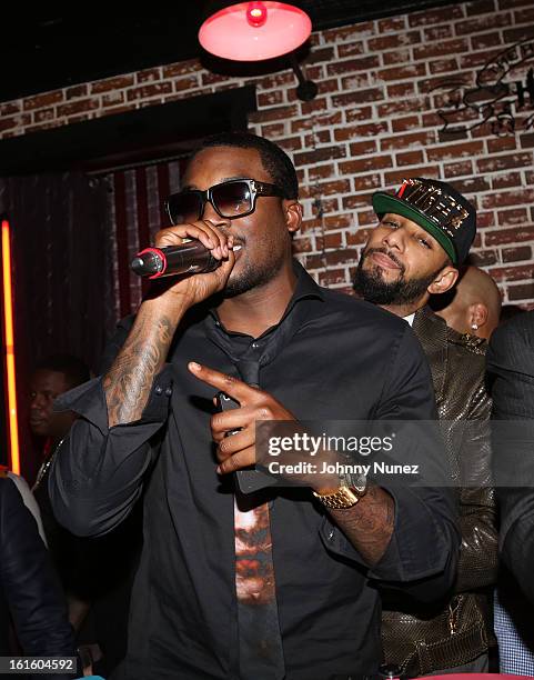 Meek Mill and Swizz Beatz attend House Of Hype Monster Grammy Party at House Of Hype on February 10, 2013 in Los Angeles, California.