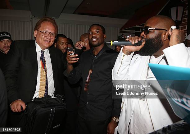 Noel Lee, Meek Mill and Rick Ross attend House Of Hype Monster Grammy Party at House Of Hype on February 10, 2013 in Los Angeles, California.