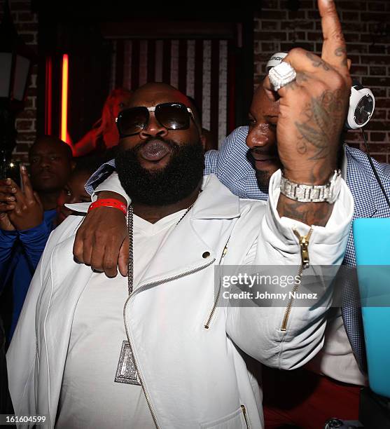 Rick Ross and DJ Irie attend House Of Hype Monster Grammy Party at House Of Hype on February 10, 2013 in Los Angeles, California.