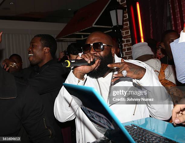 Meek Mill and Rick Ross attend House Of Hype Monster Grammy Party at House Of Hype on February 10, 2013 in Los Angeles, California.