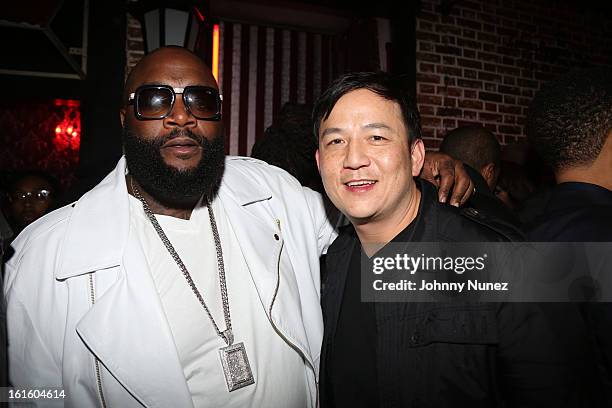 Rick Ross and Kevin Lee attend House Of Hype Monster Grammy Party at House Of Hype on February 10, 2013 in Los Angeles, California.