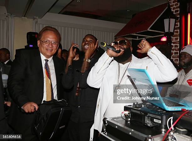 Noel Lee, Meek Mill and Rick Ross attend House Of Hype Monster Grammy Party at House Of Hype on February 10, 2013 in Los Angeles, California.