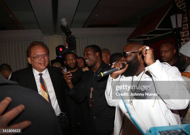 Noel Lee, Meek Mill and Rick Ross attend House Of Hype Monster Grammy Party at House Of Hype on February 10, 2013 in Los Angeles, California.