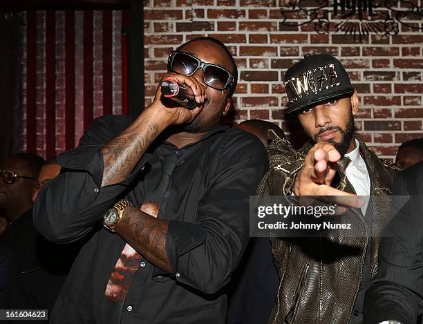 Meek Mill and Swizz Beatz attend House Of Hype Monster Grammy Party at House Of Hype on February 10, 2013 in Los Angeles, California.