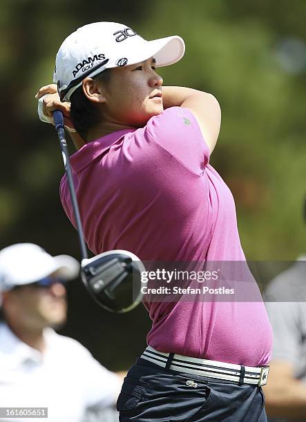 Yani Tseng drives the ball during practice ahead of the ISPS Handa Australian Open at Royal Canberra Golf Club on February 13, 2013 in Canberra,...