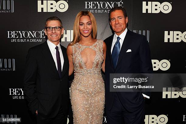 S President of Programming Michael Lombardo , Beyonce and HBO CEO Richard Plepler attend the HBO Documentary Film "Beyonce: Life Is But A Dream" New...