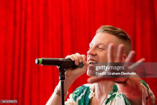 Ben Haggerty aka Macklemore performs live at Nova's Red Room at The Cullen Hotel on February 13, 2013 in Melbourne, Australia.