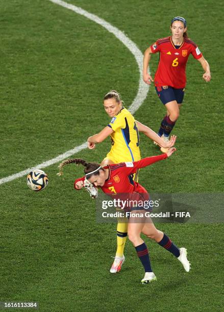 Fridolina Rolfo of Sweden fouls Teresa Abelleira of Spain during the FIFA Women's World Cup Australia & New Zealand 2023 Semi Final match between...