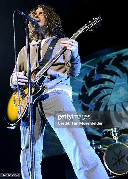 Chris Cornell of Soundgarden performs in support the bands' King Animal release at The Fox Theatre on February 12, 2013 in Oakland, California.